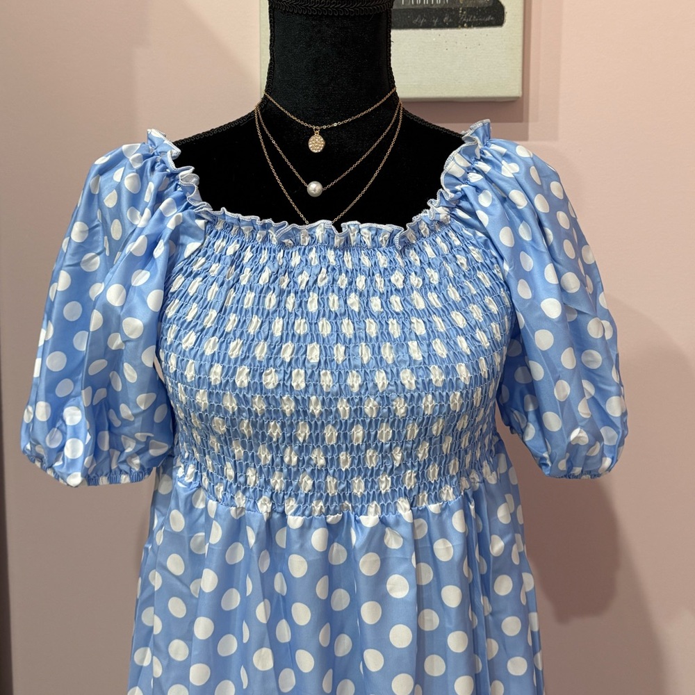 Polka Dot, Light Blue Dress - Picture 9 of 11